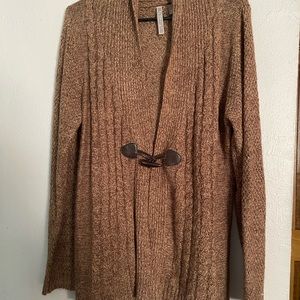Brown cable knit cardigan